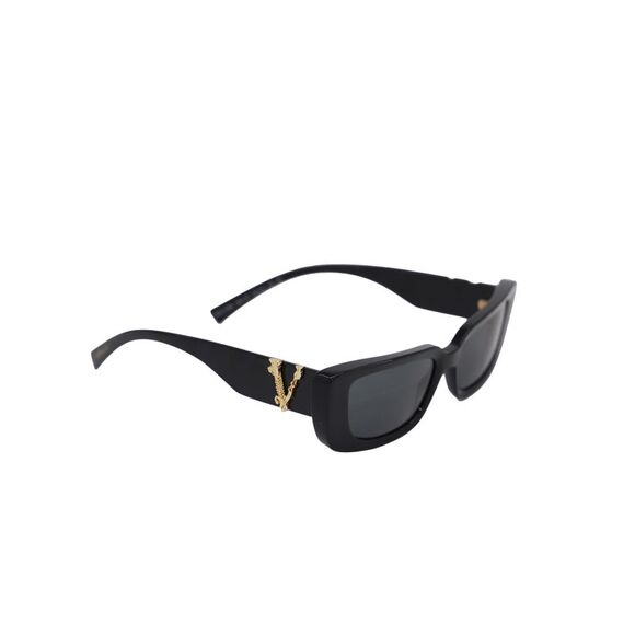 Versace Virtus Rectangular Sunglasses In Black Acetate - Picture 4 of 7